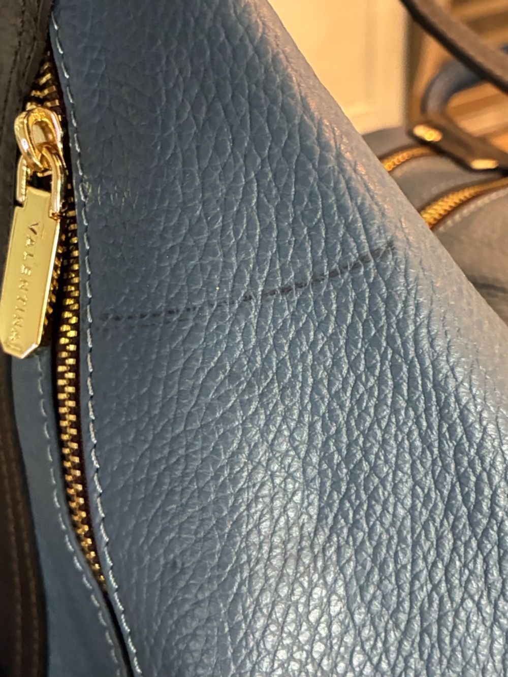 Valentina Blue and Dark Brown Leather Backpack - Picture 16 of 16